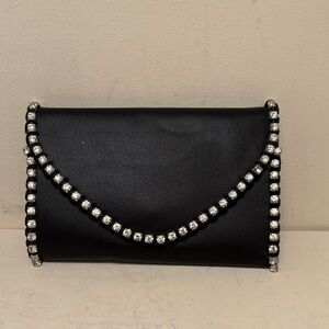 Elegant Black Clutch with Silver Accents